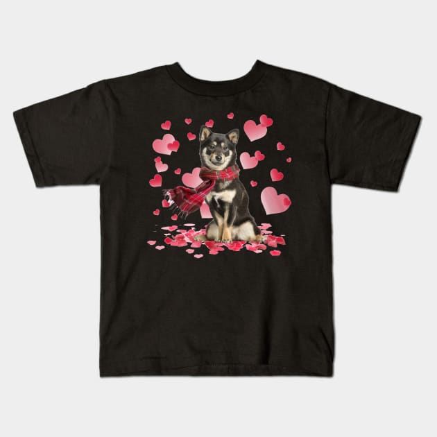 Shiba Inu Hearts Love Happy Valentine's Day Kids T-Shirt by cyberpunk art